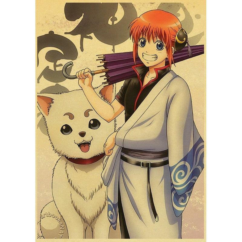 Gintama Wallpaper Art | Retro Anime Kraft Paper Posters | Ideal Wall Sticker for Fans & Collectors